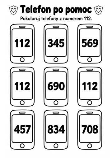 Darmowa karta pracy do druku: Telefon po pomoc