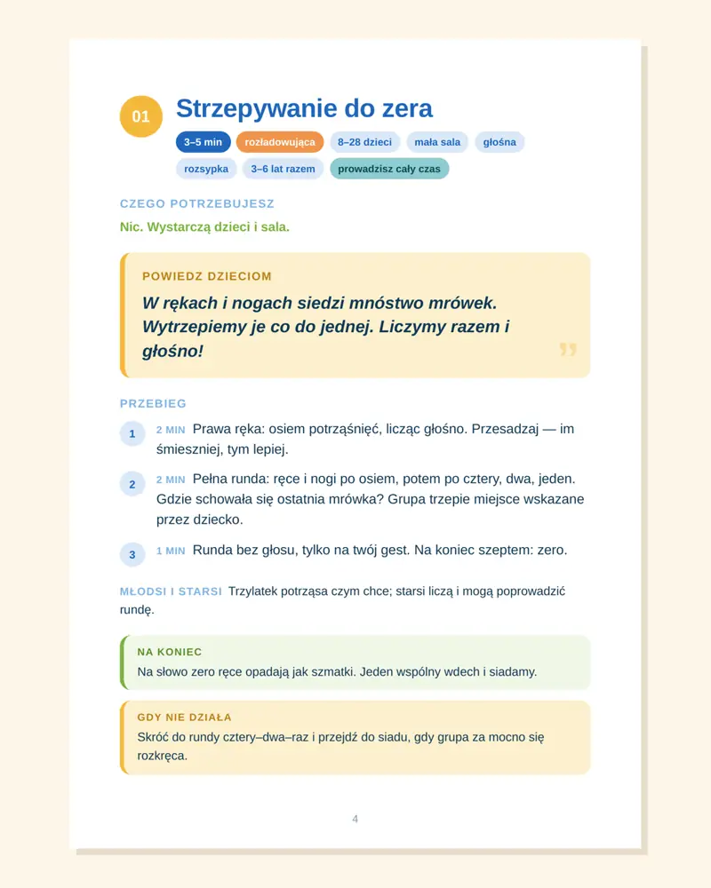 Strzepywanie do zera — przykładowa zabawa