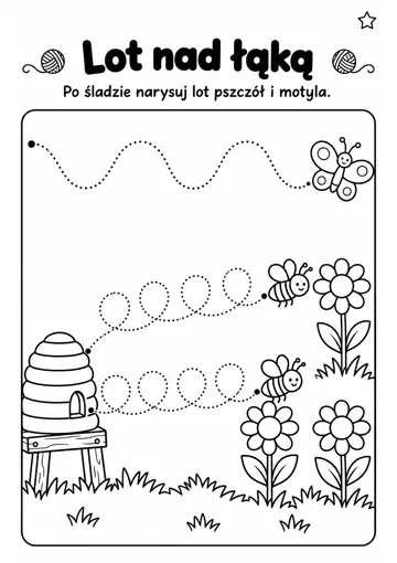 Darmowa karta pracy do druku: Lot nad łąką