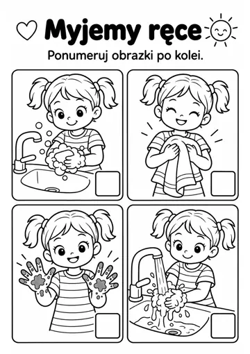 Darmowa karta pracy do druku: Myjemy ręce
